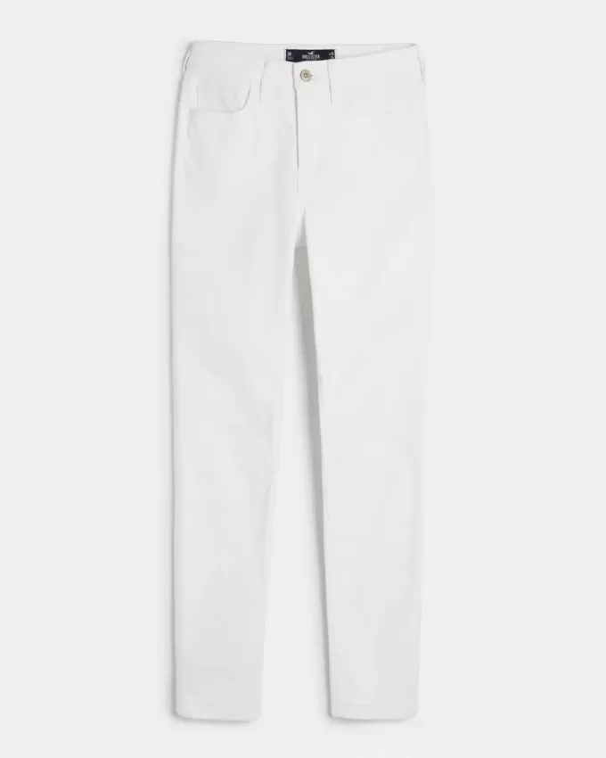 Blugi super skinny albi cu talie mare Blugi super skinny albi cu talie mare