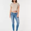 Blugi super skinny, cu talie joasă, cu spalare medie Blugi super skinny, cu talie joasă, cu spalare medie