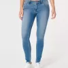 Blugi super skinny, cu talie joasă, cu spalare medie Blugi super skinny, cu talie joasă, cu spalare medie