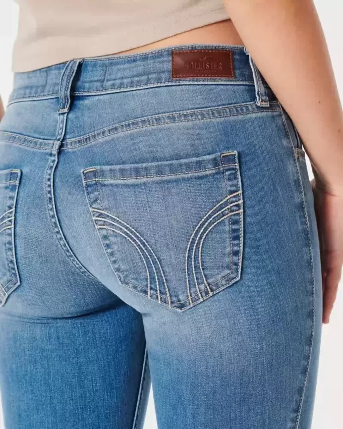 Blugi super skinny, cu talie joasă, cu spalare medie Blugi super skinny, cu talie joasă, cu spalare medie