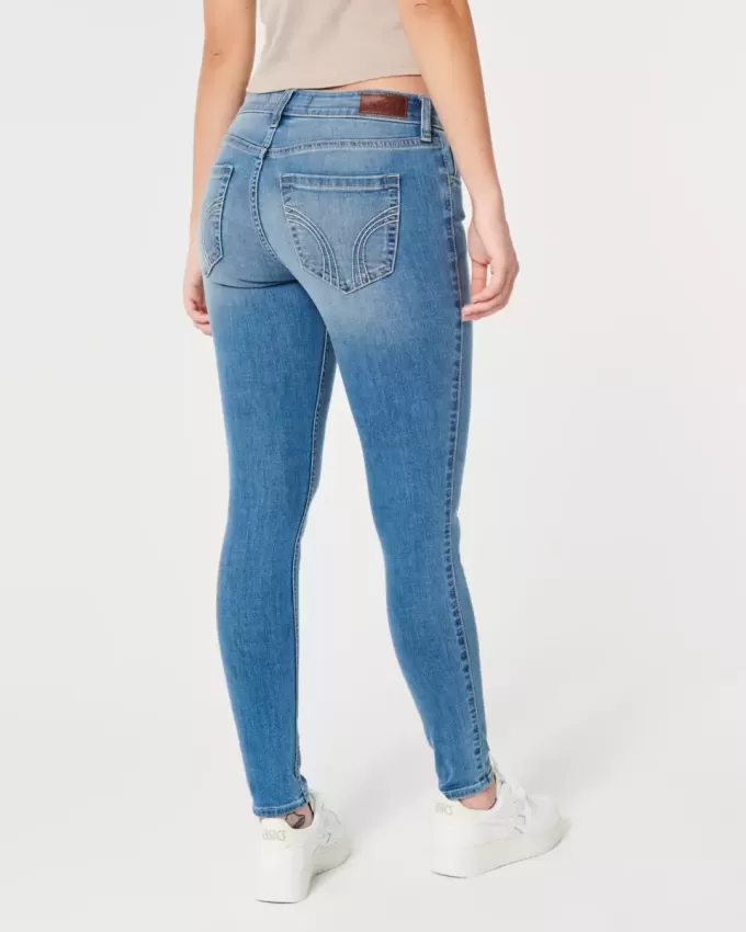 Blugi super skinny, cu talie joasă, cu spalare medie Blugi super skinny, cu talie joasă, cu spalare medie