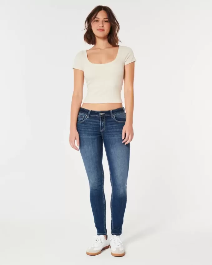 Blugi super skinny, cu talie joasă, curbate Blugi super skinny, cu talie joasă, curbate