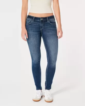 Blugi super skinny, cu talie joasă, curbate