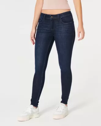 Blugi super skinny, cu talie joasă, curbate