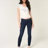 Blugi super skinny, cu talie joasă, spalat la culoare închisă Blugi super skinny, cu talie joasă, spalat la culoare închisă