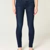 Blugi super skinny, cu talie joasă, spalat la culoare închisă Blugi super skinny, cu talie joasă, spalat la culoare închisă