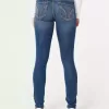 Blugi super skinny, cu talie joasă, spalat la culoare închisă Blugi super skinny, cu talie joasă, spalat la culoare închisă
