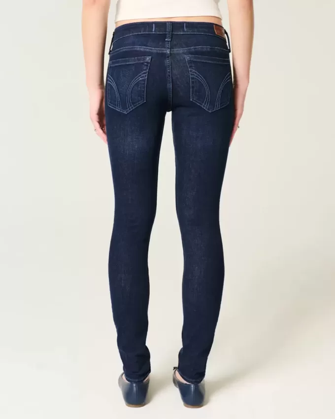 Blugi super skinny, cu talie joasă, spalat la culoare închisă Blugi super skinny, cu talie joasă, spalat la culoare închisă