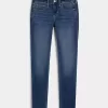 Blugi super skinny, cu talie joasă, spalat la culoare închisă Blugi super skinny, cu talie joasă, spalat la culoare închisă