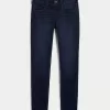 Blugi super skinny, cu talie joasă, spalat la culoare închisă Blugi super skinny, cu talie joasă, spalat la culoare închisă