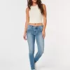Blugi super skinny cu talie joasă, spălare medie Blugi super skinny cu talie joasă, spălare medie