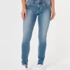 Blugi super skinny cu talie joasă, spălare medie Blugi super skinny cu talie joasă, spălare medie