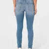 Blugi super skinny cu talie joasă, spălare medie Blugi super skinny cu talie joasă, spălare medie