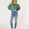 Blugi super skinny cu talie mare cu spalare medie Blugi super skinny cu talie mare cu spalare medie