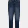 Blugi super skinny cu talie mare cu spalare medie Blugi super skinny cu talie mare cu spalare medie