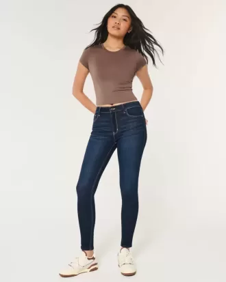 Blugi super skinny cu talie înaltă