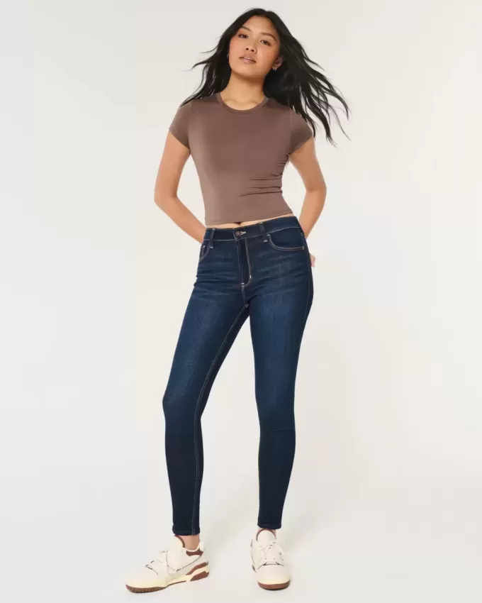Blugi super skinny cu talie înaltă Blugi super skinny cu talie înaltă