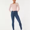 Blugi super skinny cu talie înaltă Blugi super skinny cu talie înaltă