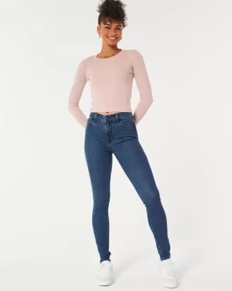 Blugi super skinny cu talie înaltă