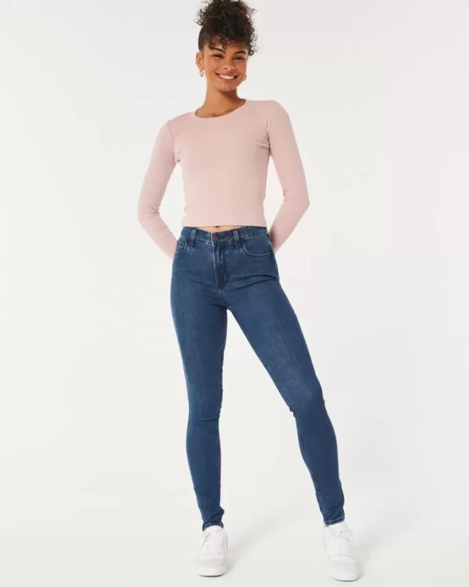 Blugi super skinny cu talie înaltă Blugi super skinny cu talie înaltă