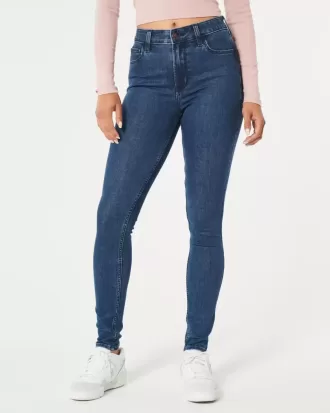 Blugi super skinny cu talie înaltă