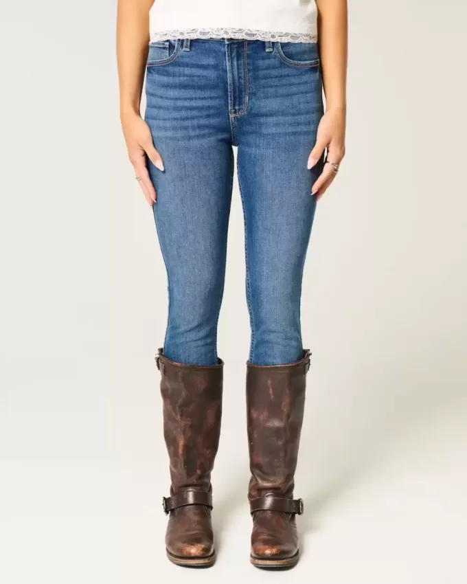 Blugi super skinny cu talie înaltă Blugi super skinny cu talie înaltă