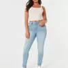 Blugi super skinny cu talie înaltă, cu spalare medie Blugi super skinny cu talie înaltă, cu spalare medie