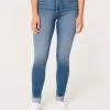 Blugi super skinny cu talie înaltă, cu spalare medie Blugi super skinny cu talie înaltă, cu spalare medie