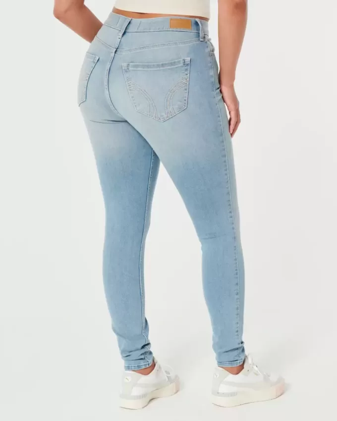 Blugi super skinny cu talie înaltă, cu spalare medie Blugi super skinny cu talie înaltă, cu spalare medie