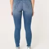 Blugi super skinny cu talie înaltă, cu spalare medie Blugi super skinny cu talie înaltă, cu spalare medie