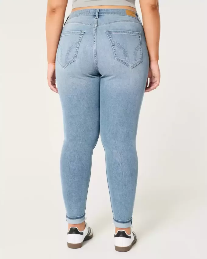Blugi super skinny cu talie înaltă, cu spalare medie Blugi super skinny cu talie înaltă, cu spalare medie