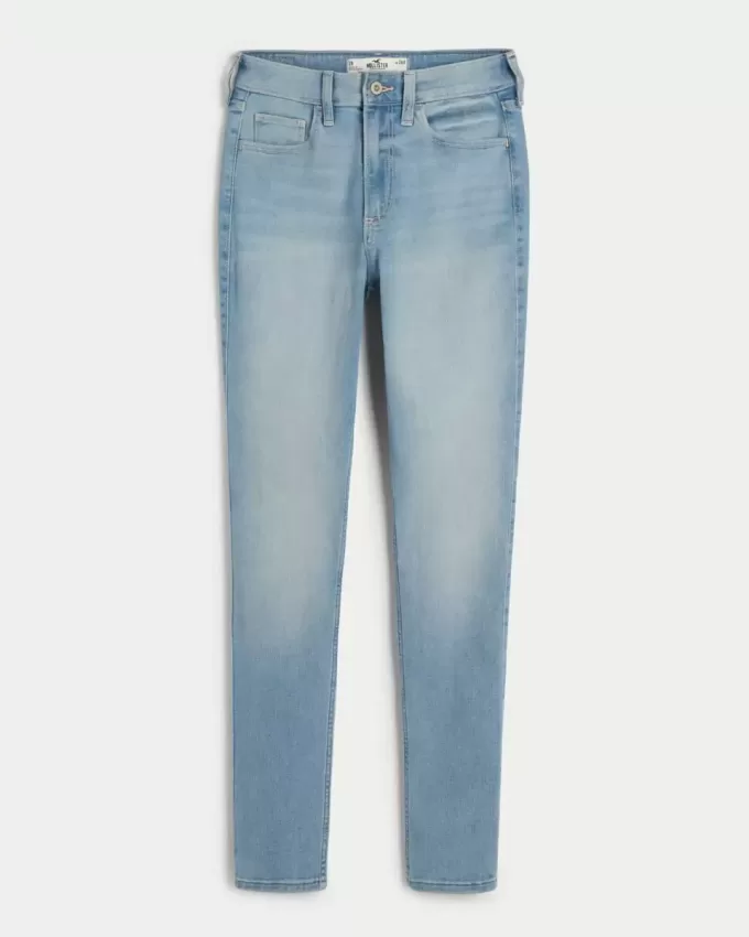 Blugi super skinny cu talie înaltă, cu spalare medie Blugi super skinny cu talie înaltă, cu spalare medie