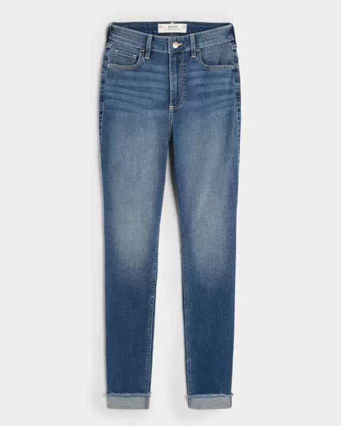 Blugi super skinny cu talie înaltă, cu spalare medie Blugi super skinny cu talie înaltă, cu spalare medie