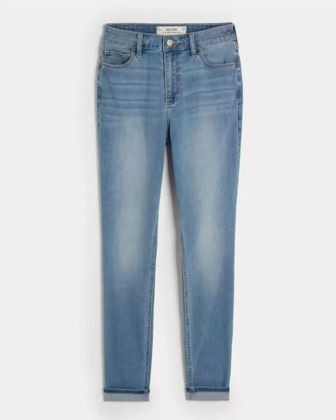 Blugi super skinny cu talie înaltă, cu spalare medie Blugi super skinny cu talie înaltă, cu spalare medie