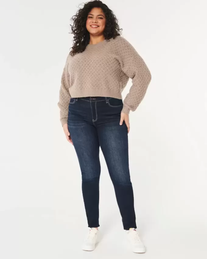 Blugi super skinny, cu talie înaltă, de culoare închisă Blugi super skinny, cu talie înaltă, de culoare închisă