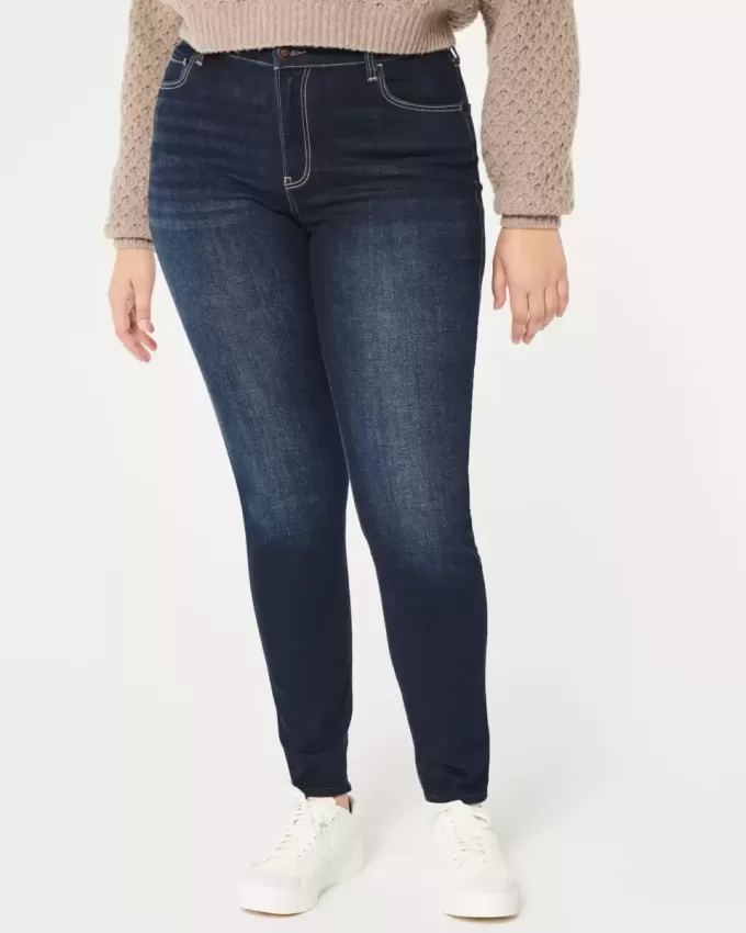 Blugi super skinny, cu talie înaltă, de culoare închisă Blugi super skinny, cu talie înaltă, de culoare închisă