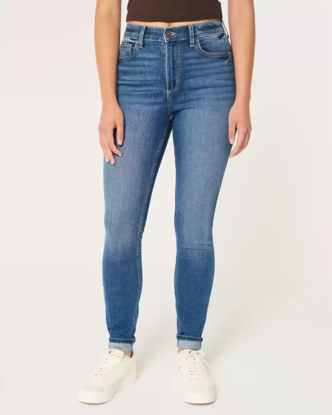 Blugi super skinny, cu talie înaltă, de culoare închisă Blugi super skinny, cu talie înaltă, de culoare închisă