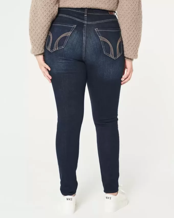 Blugi super skinny, cu talie înaltă, de culoare închisă Blugi super skinny, cu talie înaltă, de culoare închisă
