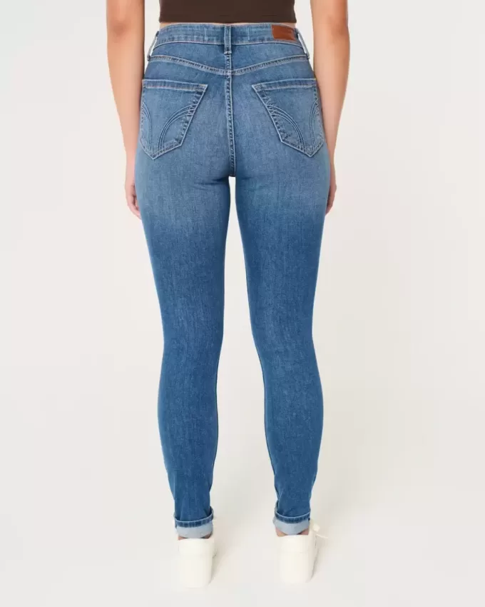 Blugi super skinny, cu talie înaltă, de culoare închisă Blugi super skinny, cu talie înaltă, de culoare închisă