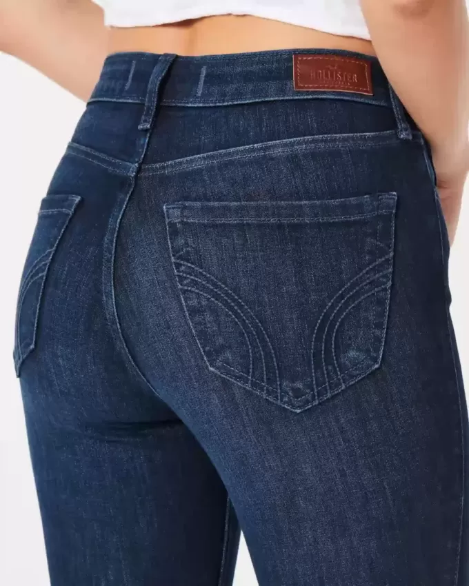 Blugi super skinny, cu talie înaltă, de culoare închisă