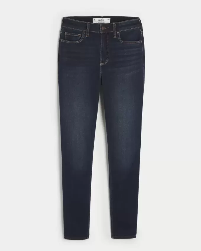 Blugi super skinny, cu talie înaltă, de culoare închisă Blugi super skinny, cu talie înaltă, de culoare închisă