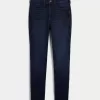 Blugi super skinny, cu talie înaltă, de culoare închisă