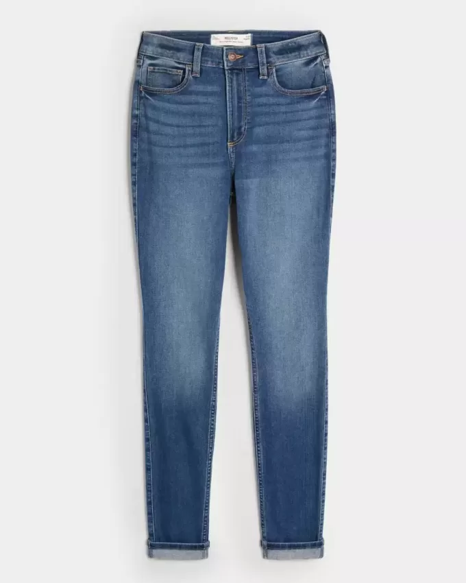 Blugi super skinny, cu talie înaltă, de culoare închisă Blugi super skinny, cu talie înaltă, de culoare închisă