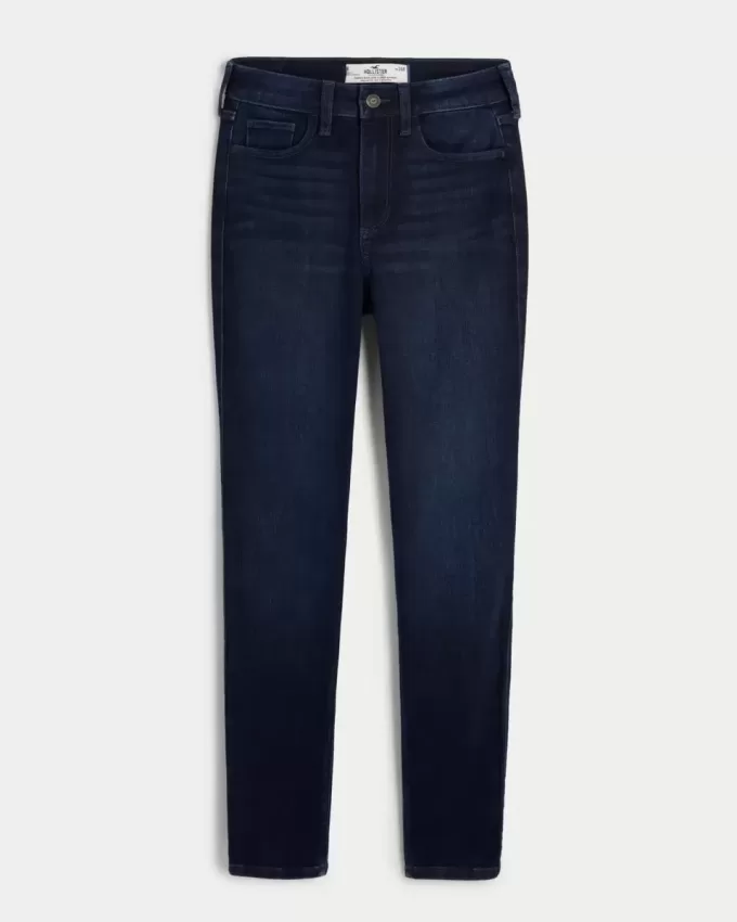 Blugi super skinny, cu talie înaltă, de culoare închisă