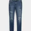 Blugi super skinny cu talie înaltă, rupte, cu spălare medie Blugi super skinny cu talie înaltă, rupte, cu spălare medie