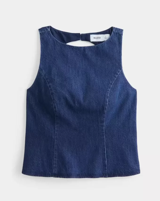 Bluză din denim cu spatele deschis
