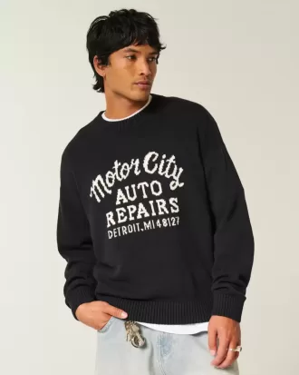 Boxy Motor City Auto Repairs Pulover Graphic Crew