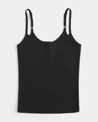 Cami cu crestătură cu nervuri Henley