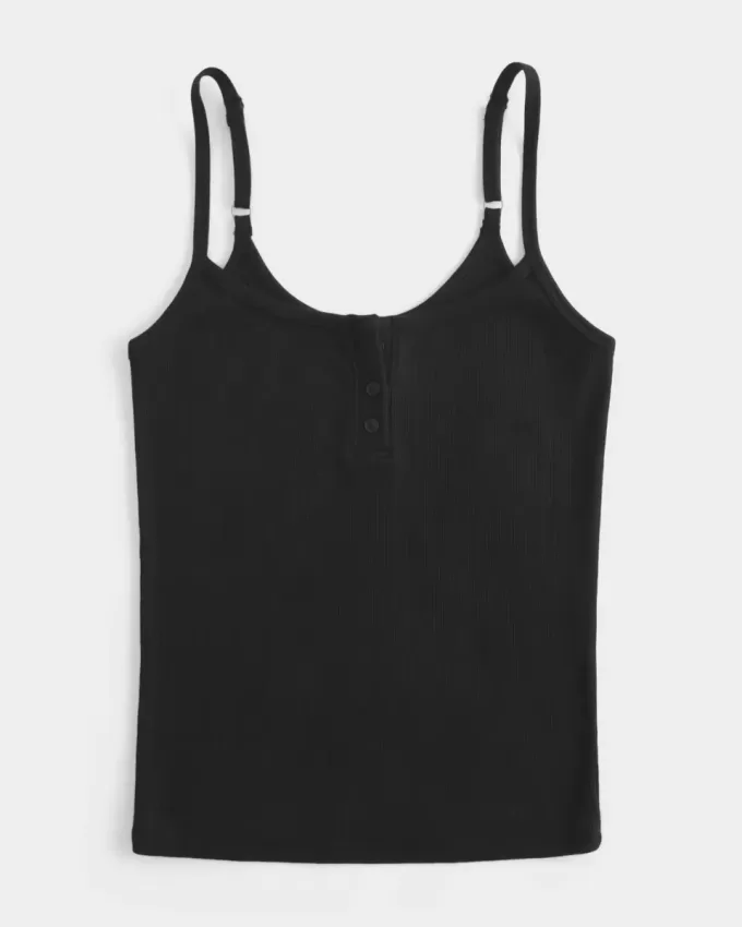 Cami cu crestătură cu nervuri Henley