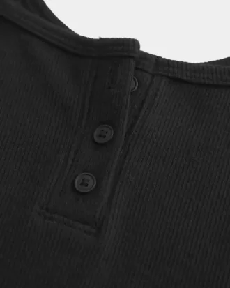 Cami cu crestătură cu nervuri Henley